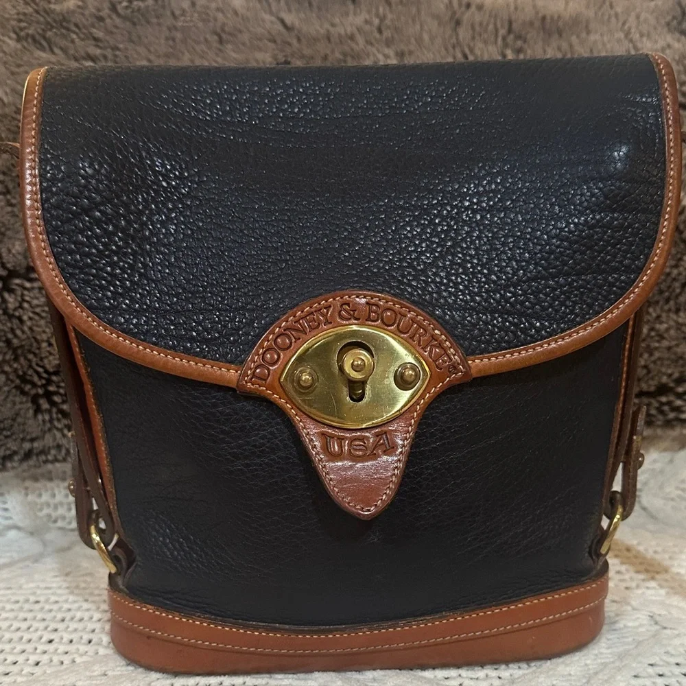 Dooney & Bourke Black and Brown Leather Satchel